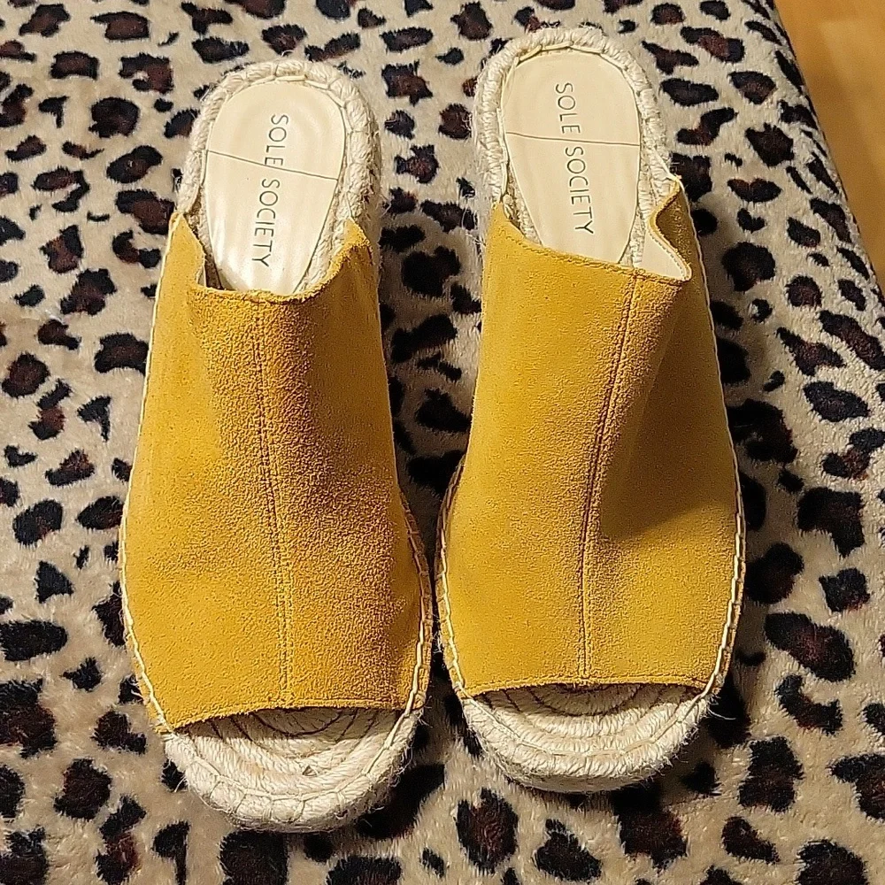 Sole Society Caleena Wedge Espadrille Camel Size 7.5 Boho Resortwear Summer